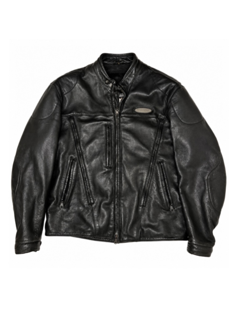 Vintage Harley Davidson FXRG Leather Motorcycle Riding Jacket Mens L Black Heavy